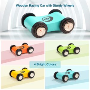 TOP BRIGHT Car Ramp Toys , Race Track Car Toy for Toddler Age 2-4 Year Old Boy with 4 Car, Parking Lot & Gas Station