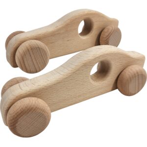 adventure awaits! - 2 pack - wooden cars for toddlers & babies, montessori baby rattles teething toys