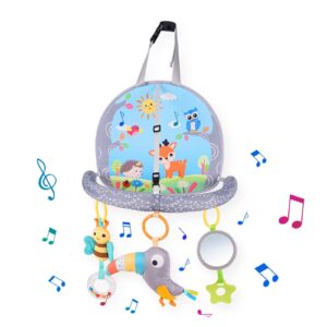 ussybaby car seat toy for baby 6 to 12 months,infant car seat toys for babies 0-6 months, baby carseat activity arch with musical, rattle, mirror, for baby boy/girl gift, center-fox