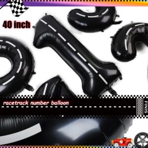 Race Car Birthday Balloons 40 Inch Racetrack Number Balloon 7 Black Boys 7st Birthday Race Car Theme Party Decor Supplies 5 Pcs