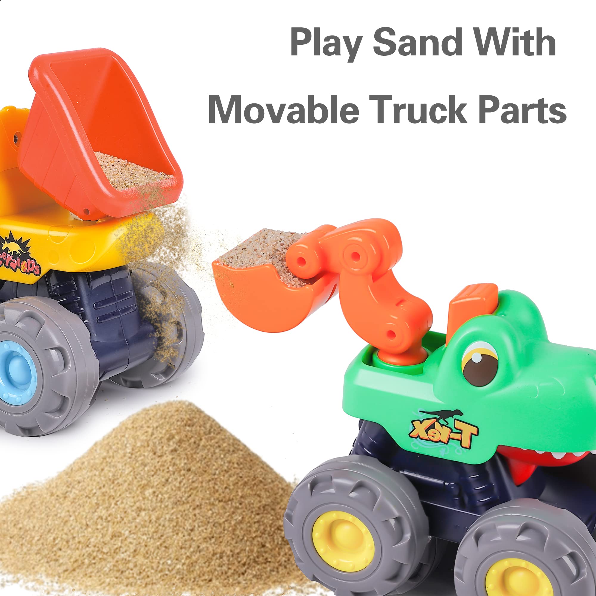 iPlay, iLearn Toddler Dinosaur Monster Truck Toys, Baby Pull Back Toy Cars for 1 2 3 Year Old Boys, Big Dino Construction Vehicles Excavator Dump Truck, Cool Birthday Gifts for 12 18 24 Month Kids