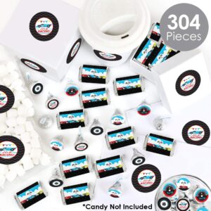 Big Dot of Happiness Let’s Go Racing - Racecar - Mini Candy Bar Wrappers, Round Candy Stickers and Circle Stickers - Race Car Birthday Party or Baby Shower Candy Favor Sticker Kit - 304 Pieces