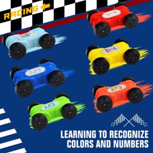 Montessori Toys for 2 3 Year Old Boys Toddlers, Car Ramp Toys with 6 Cars & Race Tracks, Garages and Parking Lots, Ramp Racer Toy Gift for Boys Girls Age 18 Months and Up, Multicolor