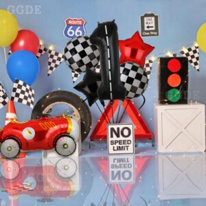 Race Car Balloons 40 Inch Racetrack Number Balloon 1 Black Baby Shower Boys 1st Birthday Race Car Theme Party Decor Supplies Mylar Checkered Flag Latex Balloon 10 Pcs