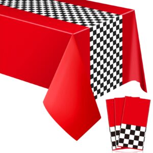 irenare car birthday party supplies racing party decorations road tablecloth racetrack table runner table covers for kids boy car theme birthday party, 54 x 108 inch (red,2 sheets)