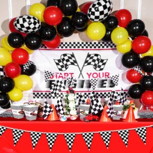 Irenare Car Birthday Party Supplies Racing Party Decorations Road Tablecloth Racetrack Table Runner Table Covers for Kids Boy Car Theme Birthday Party, 54 x 108 Inch (Red,2 Sheets)