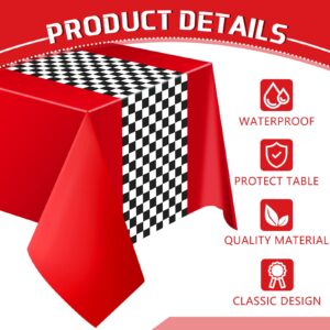 Irenare Car Birthday Party Supplies Racing Party Decorations Road Tablecloth Racetrack Table Runner Table Covers for Kids Boy Car Theme Birthday Party, 54 x 108 Inch (Red,2 Sheets)