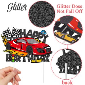 37pcs Race Car Birthday Cake Decorations Racing Car Cupcake Toppers Glitter Race Car Cake Toppers Decorations Racing Car Themed Party Favors for Kids Race Car Themed Birthday Party Supplies