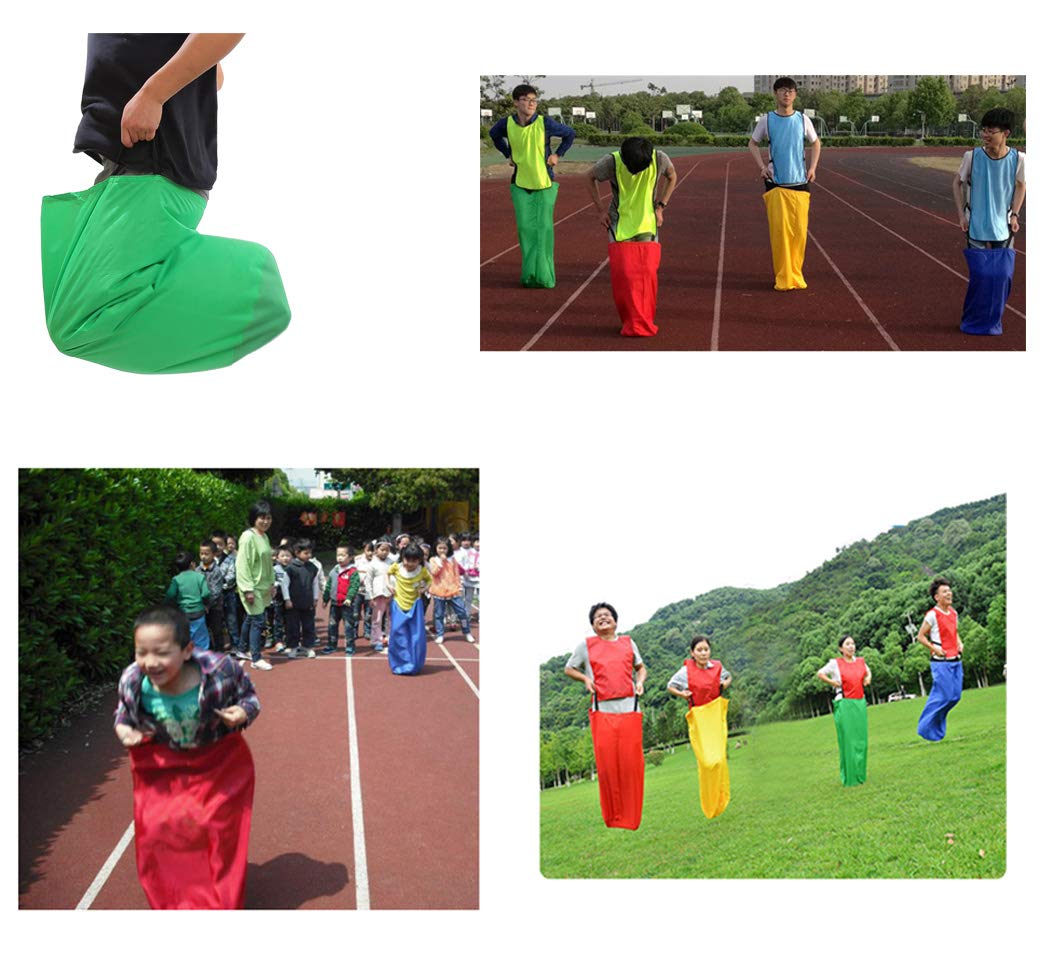 Potato Sack Race Bags (4-pack) and 3-Legged Race Bands (4-pack) - Sturdy & No Smell - Popular Outdoor Party Yard Games for All Ages Family Gatherings, School Gym Class