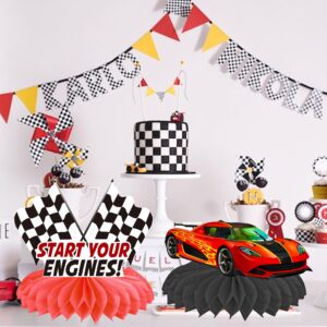 C L cooper life 12Pcs Race Car Birthday Centerpieces for Children Car Racing Decorations for Race Car Birthday Supplies Race Car Party Decor Cars Birthday Party Supplies