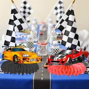 C L cooper life 12Pcs Race Car Birthday Centerpieces for Children Car Racing Decorations for Race Car Birthday Supplies Race Car Party Decor Cars Birthday Party Supplies