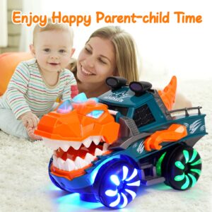 KidsMind Dinosaur Monster Truck for Baby Boy Music and Light Up Toy for Toddlers 1-3,Battery Powered Dino Trucks Toy Ideas for 2 3 4 Year Old Boys Birthday Party