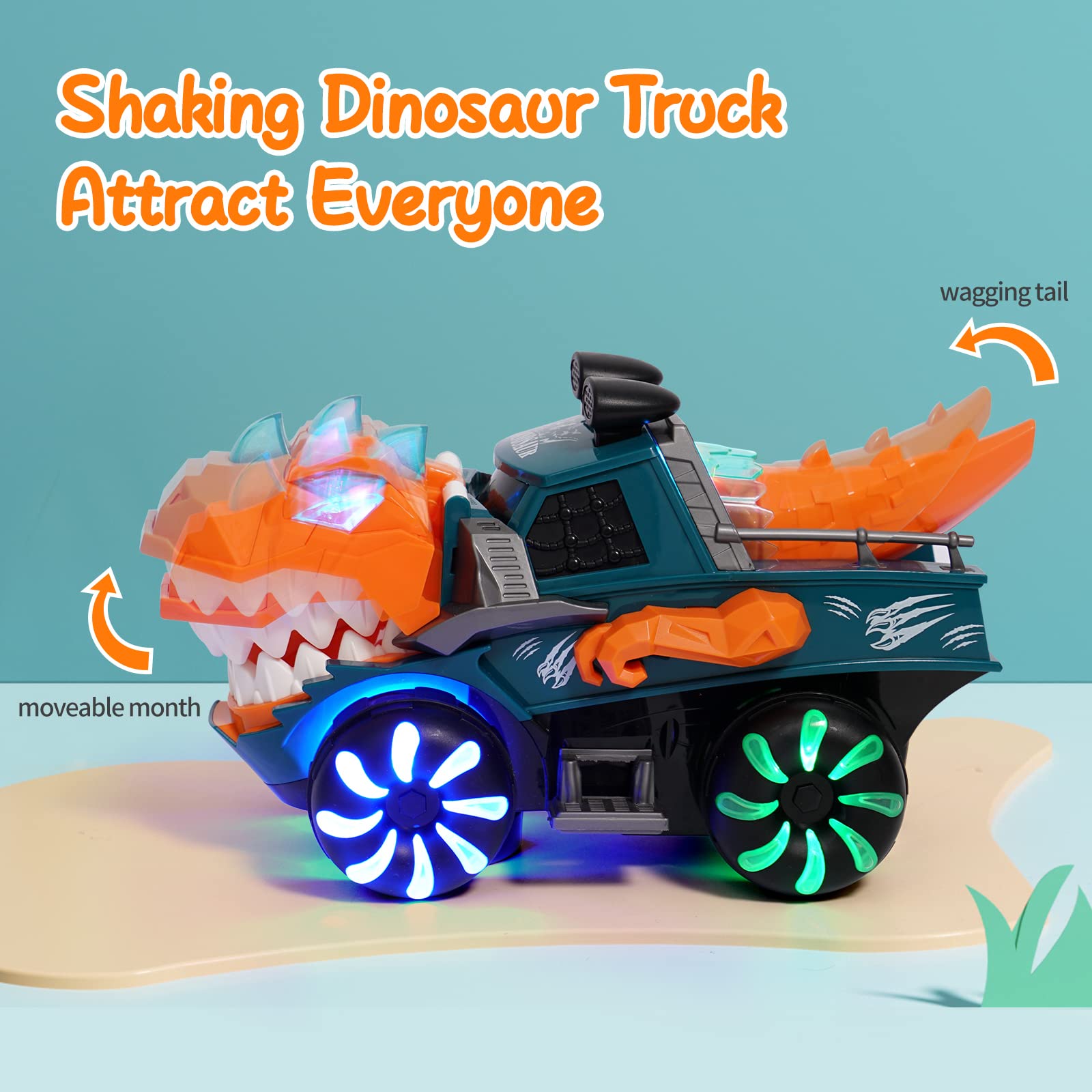 KidsMind Dinosaur Monster Truck for Baby Boy Music and Light Up Toy for Toddlers 1-3,Battery Powered Dino Trucks Toy Ideas for 2 3 4 Year Old Boys Birthday Party