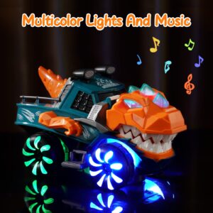 KidsMind Dinosaur Monster Truck for Baby Boy Music and Light Up Toy for Toddlers 1-3,Battery Powered Dino Trucks Toy Ideas for 2 3 4 Year Old Boys Birthday Party