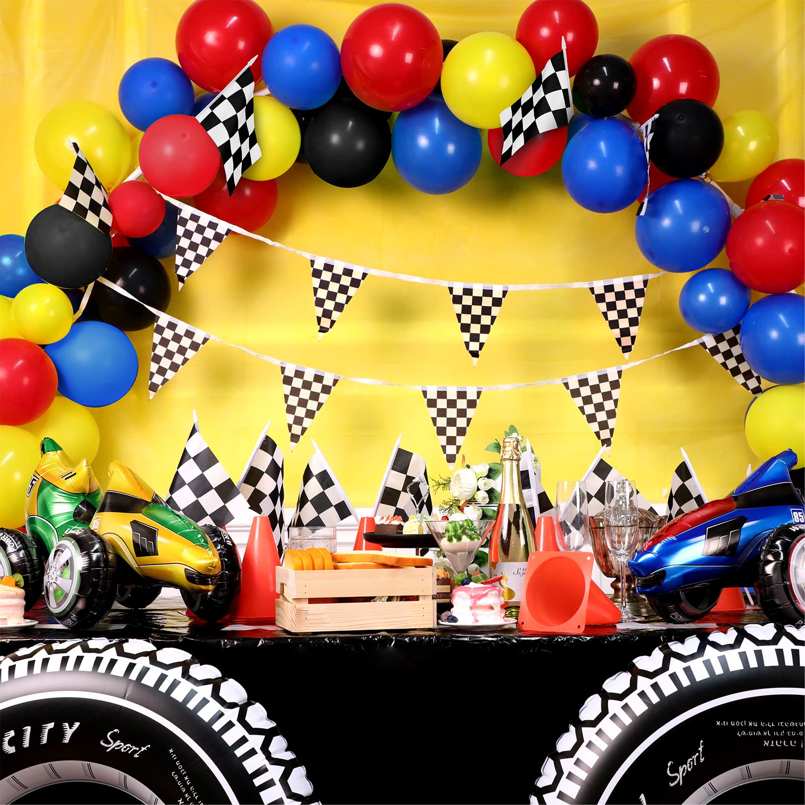 Irenare Car Birthday Party Supplies Racing Party Decorations Road Tablecloth Racetrack Table Runner Table Covers for Kids Boy Car Theme Birthday Party, 54 x 108 Inch (Simple Style,3 Sheets)