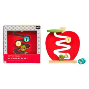 Petit Collage Wooden Apple Racer Toddler Toy, Activity Toys Designed with Safe Materials – Wooden Toy for Babies and Toddlers 12 Months and Older, Builds Hand-Eye Coordination