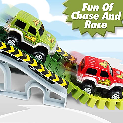 AUUGUU Dinosaur Toys - Create A Dino World with Flexible Race Track, Birthday Gift for Kids Ages 3+, Toys for 3 4 5 Year Old Boys, Toddler Toys