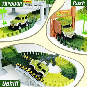 AUUGUU Dinosaur Toys - Create A Dino World with Flexible Race Track, Birthday Gift for Kids Ages 3+, Toys for 3 4 5 Year Old Boys, Toddler Toys