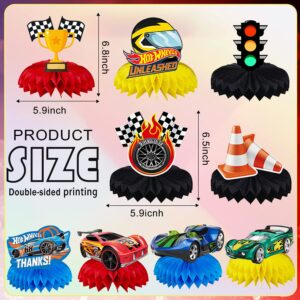 BAJCOHNG Race Car Party Decorations Honeycomb Centerpieces，race car birthday party supplies，race car birthday party supplies，9 Pieces Cars birthday Theme Party Honeycomb Centerpieces