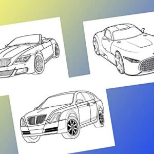 120 Printable Coloring Pages Cars PDF, Cute Easy Simple Colouring Pages Classic Sports Racing Cars to Print for Kids Boys Girls, Color Sheets Activity at Home, Instant Download