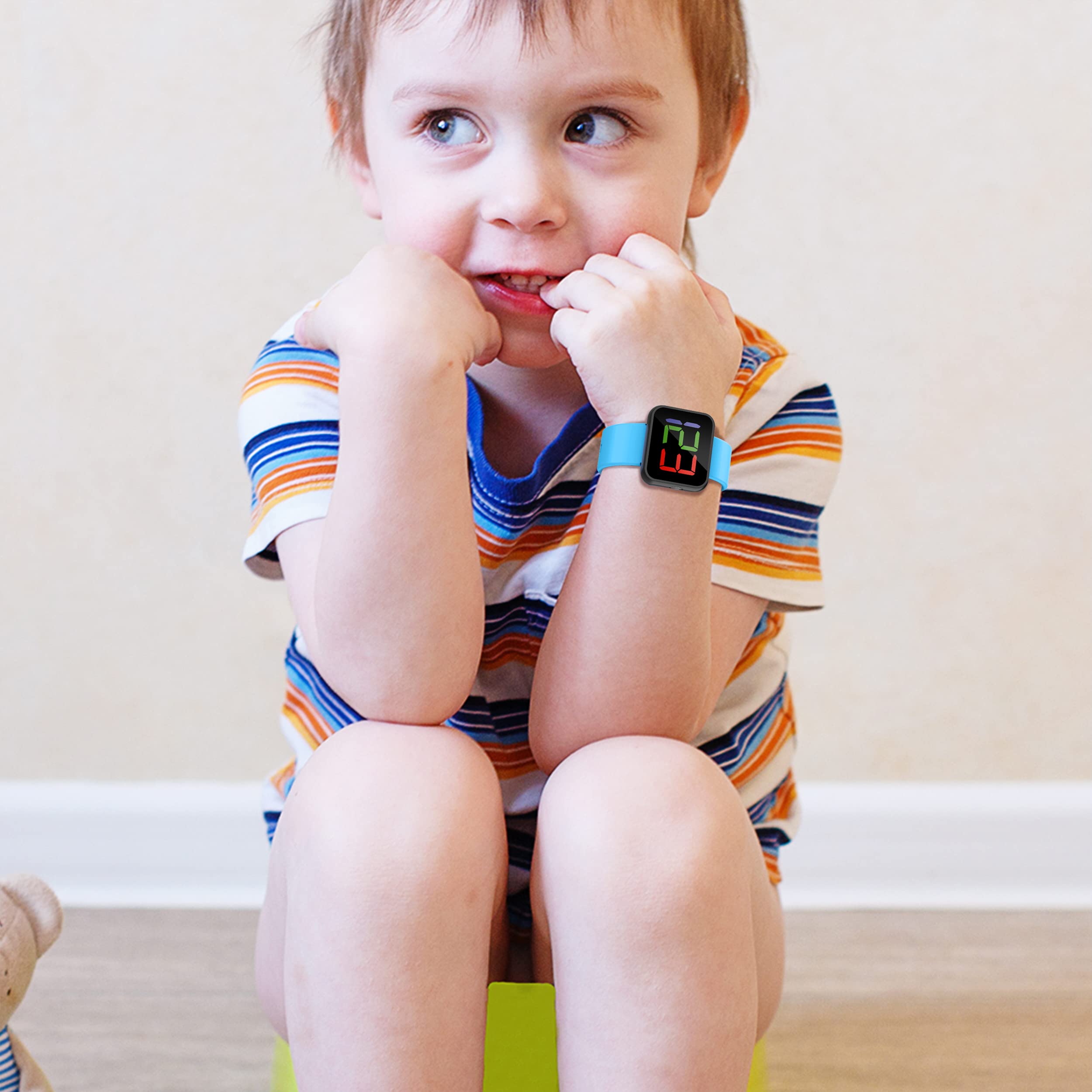 ABC123 Potty Training Watch 3 (2023 Edition) - Baby Reminder Water Resistant Timer for Toilet Training Kids & Toddler with Wireless Charging (Blue)