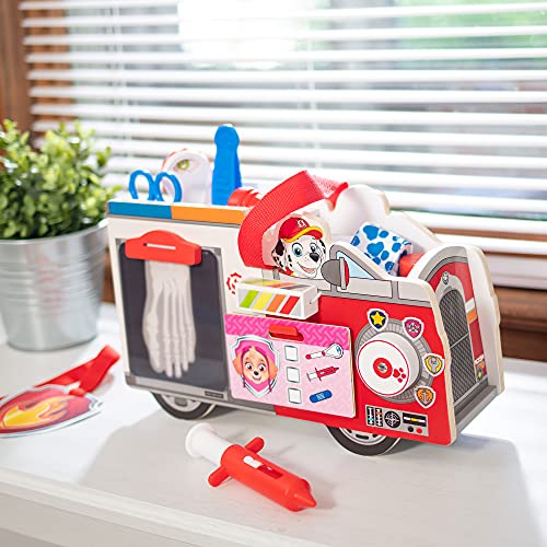 Melissa & Doug PAW Patrol Marshall's Wooden Rescue EMT Caddy (14 Pieces) - PAW Patrol Take-Along Pretend Play First Responder Rescue Kit, PAW Patrol Toddler Toy For Girls And Boys Ages 3+