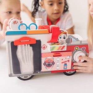 Melissa & Doug PAW Patrol Marshall's Wooden Rescue EMT Caddy (14 Pieces) - PAW Patrol Take-Along Pretend Play First Responder Rescue Kit, PAW Patrol Toddler Toy For Girls And Boys Ages 3+