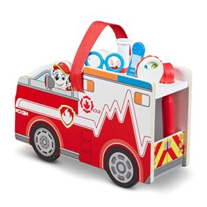 Melissa & Doug PAW Patrol Marshall's Wooden Rescue EMT Caddy (14 Pieces) - PAW Patrol Take-Along Pretend Play First Responder Rescue Kit, PAW Patrol Toddler Toy For Girls And Boys Ages 3+