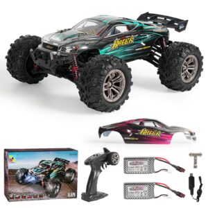 MIEBELY RC Cars 1:16 Scale All Terrain 4x4 Remote Control Car for Adults & Kids,40+ KM/H Waterproof Off-Road RC Trucks,High Speed Electronic 2.4Ghz Radio Controller,2 Batteries,2 Car Bodies (green)