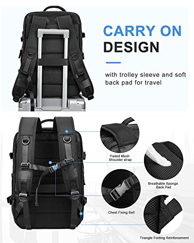 winspansy Large Travel Backpack for Women Men Carry on Backpacks Waterproof Flight Approved Personal Item Bags Luggage Backpacks Fit for 17 Inch Laptop Business Work,Mochila de Viaje