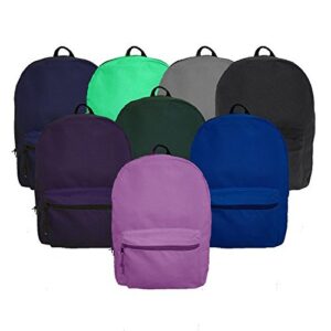 24-pack 15" school backpacks for kids - backpacks in bulk for elementary, middle, and high school students, 8 assorted colors