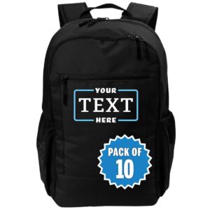 personalized daily commute business backpacks, black, 10 pack - your logo - customized casual computer backpack for business