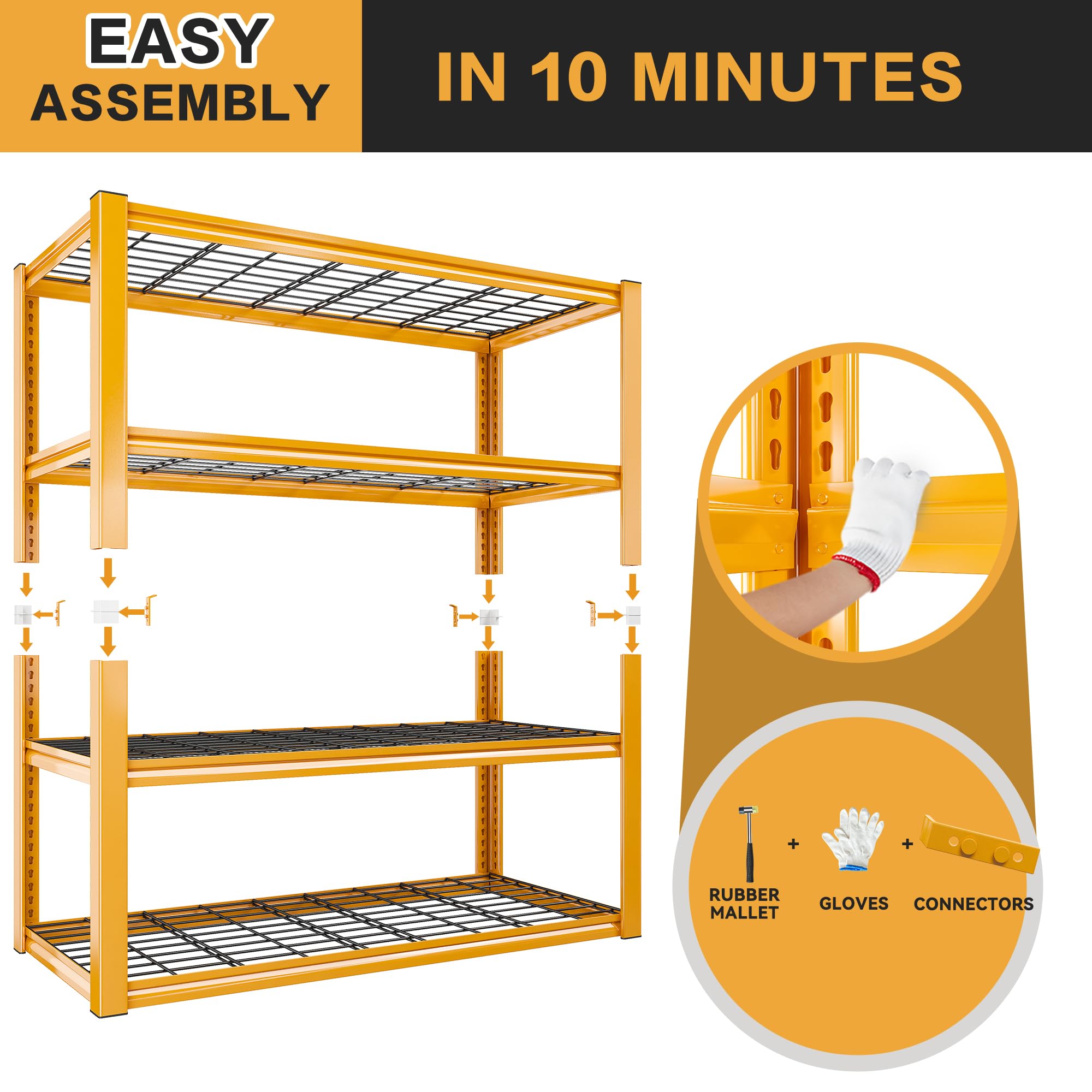 REIBII 40" W Garage Shelving 2240LBS Storage Shelves Heavy Duty Shelving 4-Tier Adjustable Metal Shelves for Storage Rack Industrial Utility Shelf for Garage Pantry Warehouse,40" W X59.5 HX19.5 D