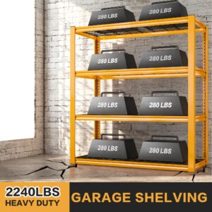 REIBII 40" W Garage Shelving 2240LBS Storage Shelves Heavy Duty Shelving 4-Tier Adjustable Metal Shelves for Storage Rack Industrial Utility Shelf for Garage Pantry Warehouse,40" W X59.5 HX19.5 D