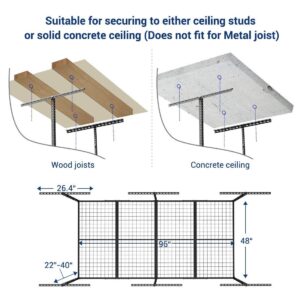 FLEXIMOUNTS 4x8 Overhead Garage Storage Rack, Adjustable Garage Storage Organization Systerm, Heavy Duty Metal Garage Ceiling Storage Racks, 600lbs Weight Capacity, Hammertone