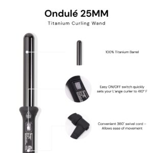 L'ANGE HAIR Ondulé Ceramic Curling Wand | Professional Hot Tools Curling Iron 1 Inch | Salon Hair Styling Wands for Beach Waves | Best Hair Curler Wand for Frizz-Free, Lasting Curls