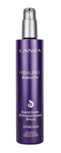 l'anza healing smooth smoother hair straightener balm, hair detangler, fly away hair tamer for frizz control, moisturizes, nourishes, and boosts shine for straight hair, luxury hair care (8.5 fl oz)