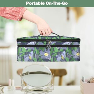 SITHON Double-Layer Travel Carrying Case for Shark FlexStyle/SmoothStyle, Water Resistant Storage Organizer Bag for Airwrap Styler, Also for Revlon One-Step Hair Dryer (Bag Only) (Blue Floral)