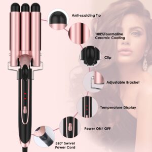 Curling Iron, 5 in 1 Curling Wand Set with 3 Barrel Hair Crimper Hair Tool & 4 Interchangeable Ceramic Curling Wand(0.35”-1.25”), 2 Temps, Instant Heating, Include Heat Protective Gloves & 2 Clips