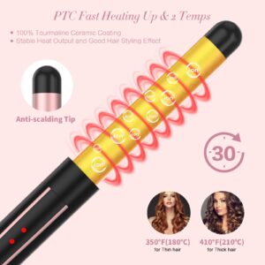 Curling Iron, 5 in 1 Curling Wand Set with 3 Barrel Hair Crimper Hair Tool & 4 Interchangeable Ceramic Curling Wand(0.35”-1.25”), 2 Temps, Instant Heating, Include Heat Protective Gloves & 2 Clips