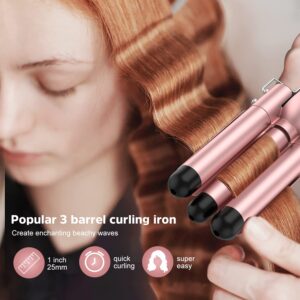 Curling Iron, 5 in 1 Curling Wand Set with 3 Barrel Hair Crimper Hair Tool & 4 Interchangeable Ceramic Curling Wand(0.35”-1.25”), 2 Temps, Instant Heating, Include Heat Protective Gloves & 2 Clips