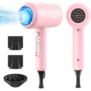 slopehill ionic hair dryer, powerful 1800w fast drying low noise blow dryer with 2 concentrator nozzle 1 diffuser attachments for home salon travel