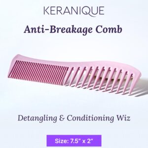 Detangling Hair Comb for Women - 2-Sided Gentle Styling Comb With Wide and Fine Teeth - Conditioning and Detangling Comb for Thin, Thick, Curly, Straight, and All Other Womens Hair Types by Keranique