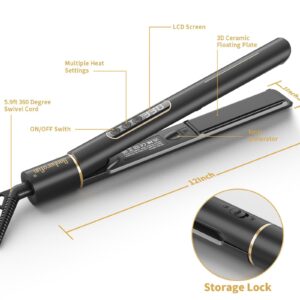 Ceramic Hair Straightener - Professional Flat Iron 13 Adjustable Temp 230°F-450°F, Negative Ion for Smooth & Shiny Hair, Dual Voltage 100V-240V Travel Friendly & 1 Hour Auto-Off