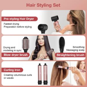 Brightup Air Styler, Professional Hair Dryer Brush with 110,000 RPM High-Speed Negative Ionic Blow Dryer, Auto Wrap Curlers, Multi Hair Styler for Fast Drying Styling Curling Straightening Volumizing