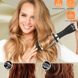 BEITMISS Hair Dryer Brush, Blow Dryer Brush Oval Barrel for Quick and Salon-Quality Results, Detachable Hot Air Brush with Ionic Technology Volumizer and Styler for Frizz Control and Shine