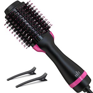 Hair Dryer Brush Blow Dryer Brush in One, FYAIRO 4 in 1 One Step Hair Dryer and Styler Volumizer with Negative Ion Anti-frizz Ceramic Titanium Barrel Hot Air Brush for Drying, Straightening, Salon