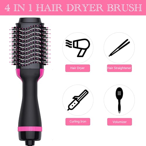 Hair Dryer Brush Blow Dryer Brush in One, FYAIRO 4 in 1 One Step Hair Dryer and Styler Volumizer with Negative Ion Anti-frizz Ceramic Titanium Barrel Hot Air Brush for Drying, Straightening, Salon