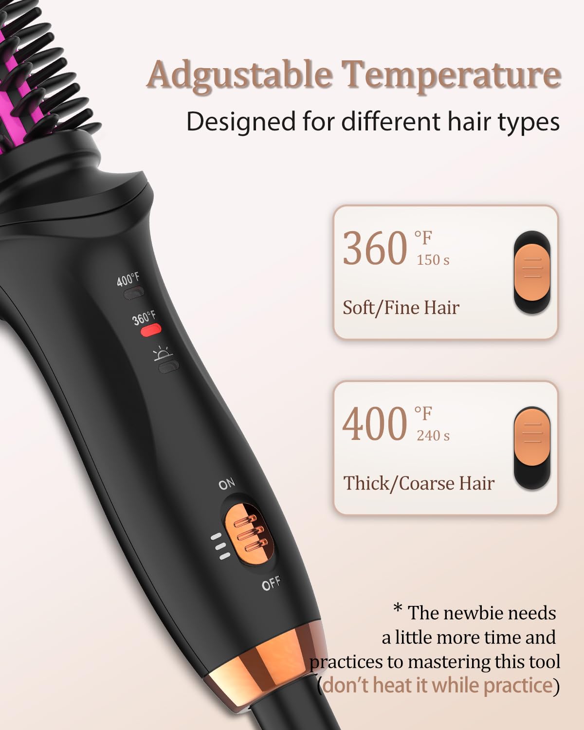 Curling Iron Brush 3/4 Inch Barrel for Travel, Dual Voltage Brush Curling Iron for Short Long Hair, Curling Brush Heated Tourmaline Ceramic Barrel