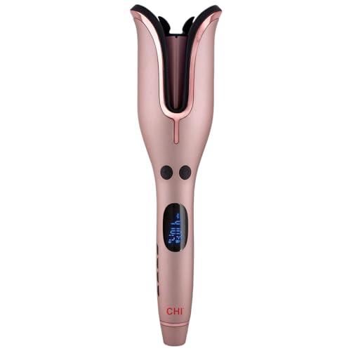 CHI Spin N Curl, Curling Iron For Healthy & Shiny Effortless Curls & Waves, Provides Preset Temperature Settings For Each Hair Texture, Rose Gold